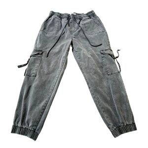 Telepatia Utility Cargo Jogger Jeans Gray Wash Size 33
